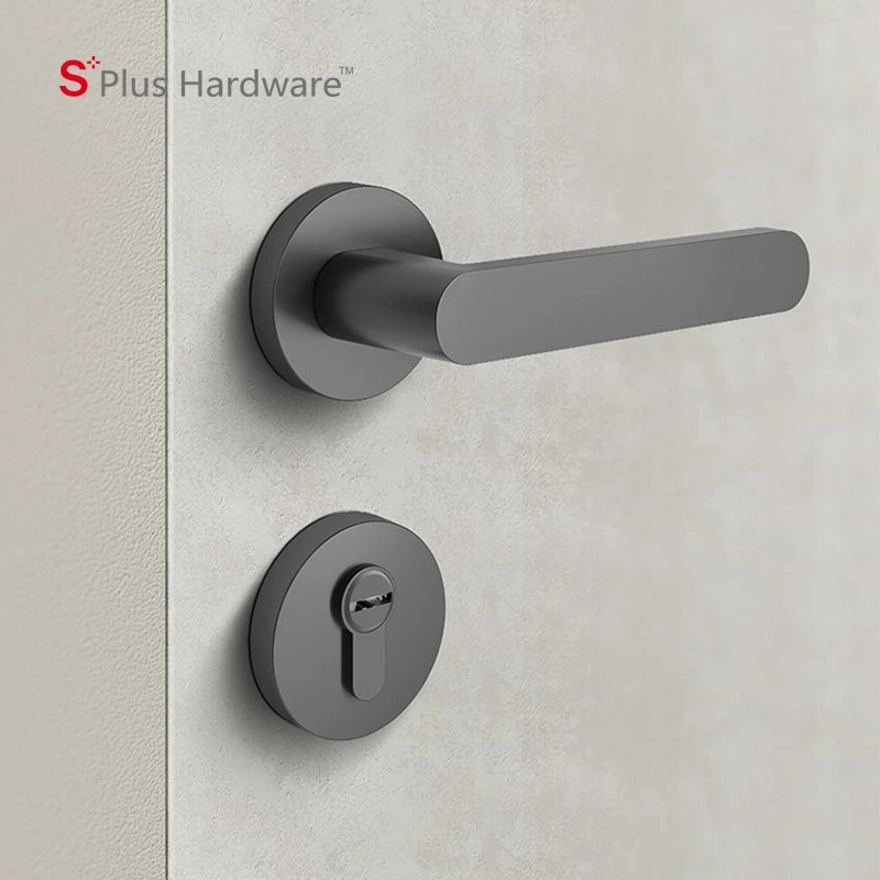 Zinc alloy black round doors locks handle