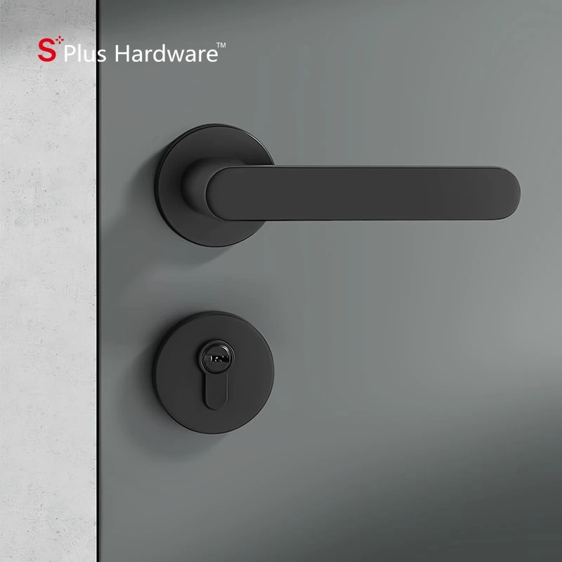 Zinc alloy black round doors locks handle