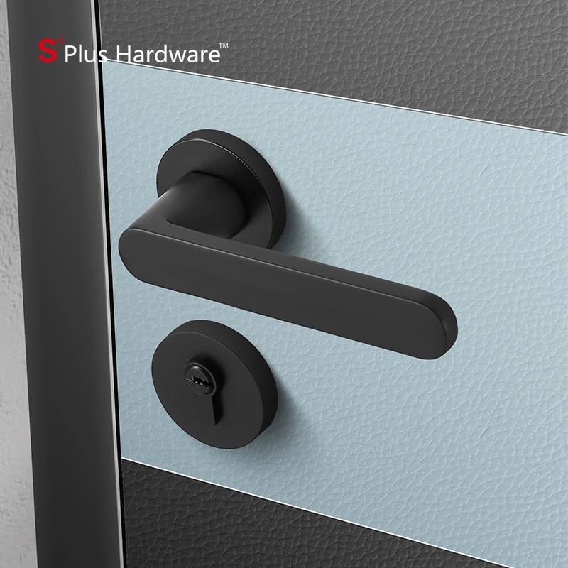 Zinc alloy black round doors locks handle