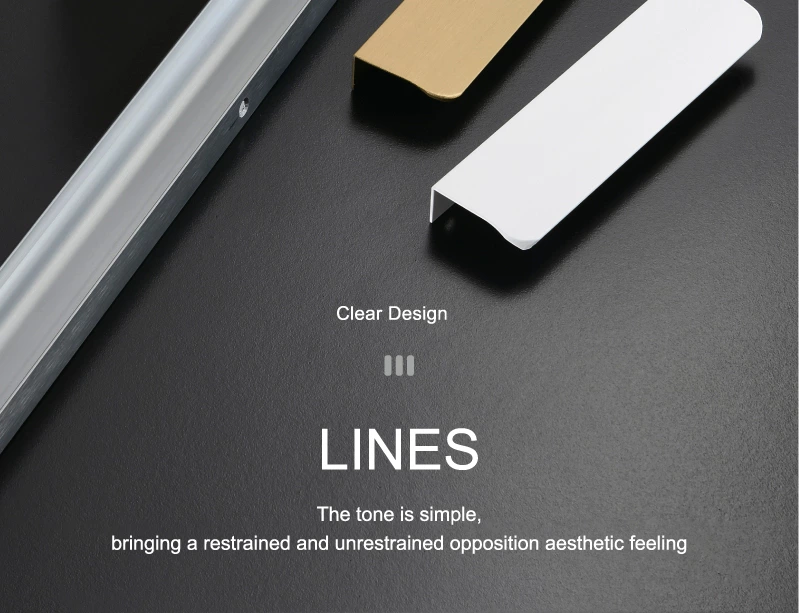 Classic Wardrobe Long Pulls Handles Aluminum Alloy Black Cabinet Handle