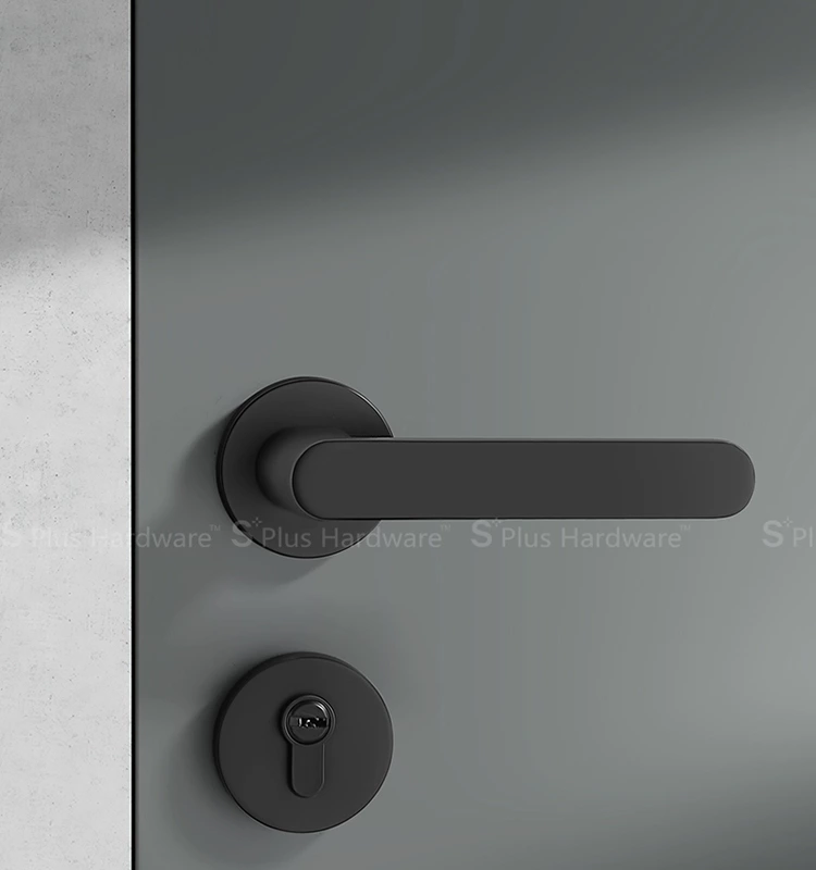 Zinc alloy black round doors locks handle