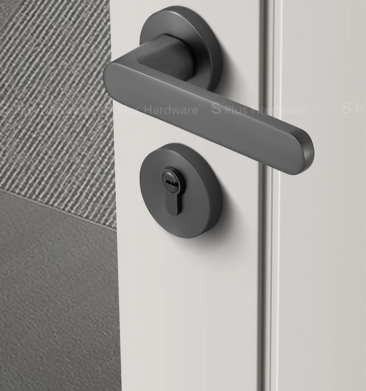 Zinc alloy black round doors locks handle