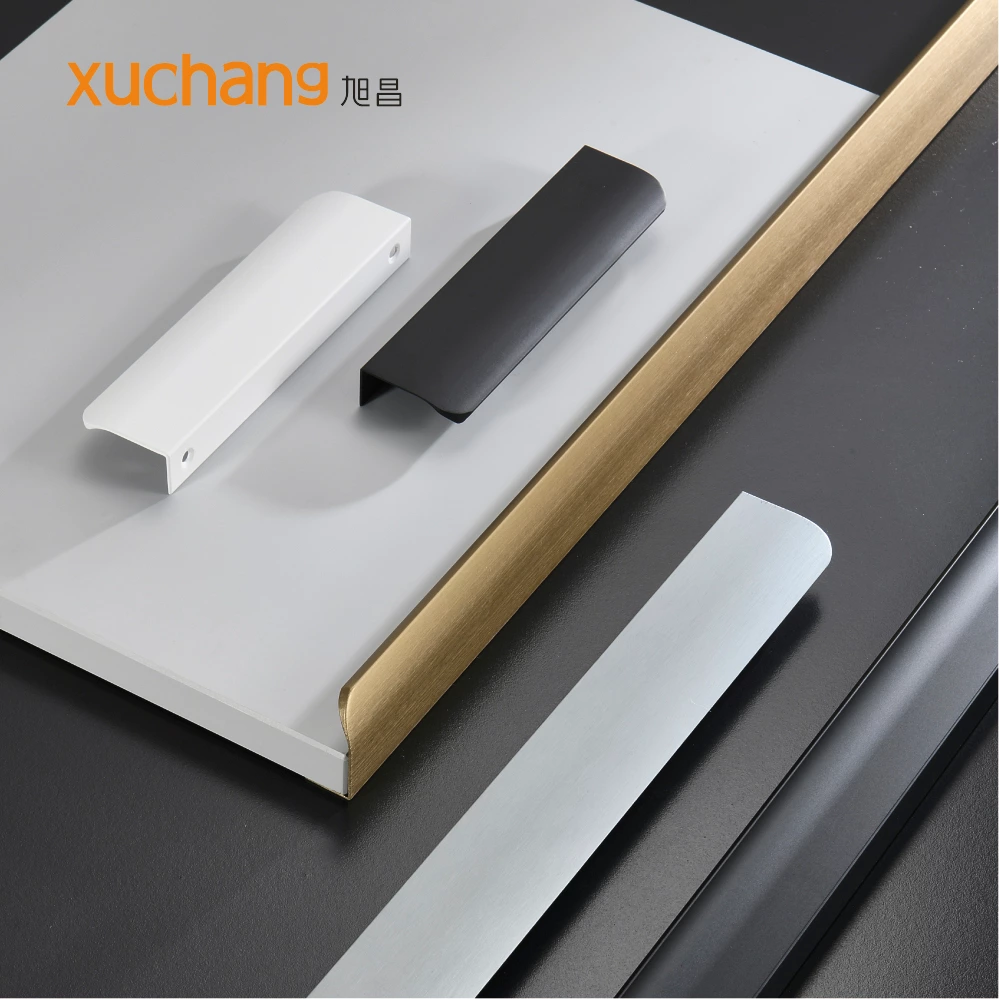 Modern Black Aluminum Furniture Pull Handles for Dresser Bedroom Office Kitchen Bathroom Hotel Living Room
