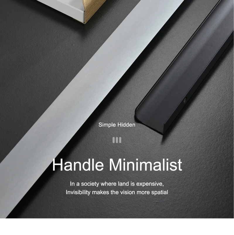 Modern Black Aluminum Furniture Pull Handles for Dresser Bedroom Office Kitchen Bathroom Hotel Living Room