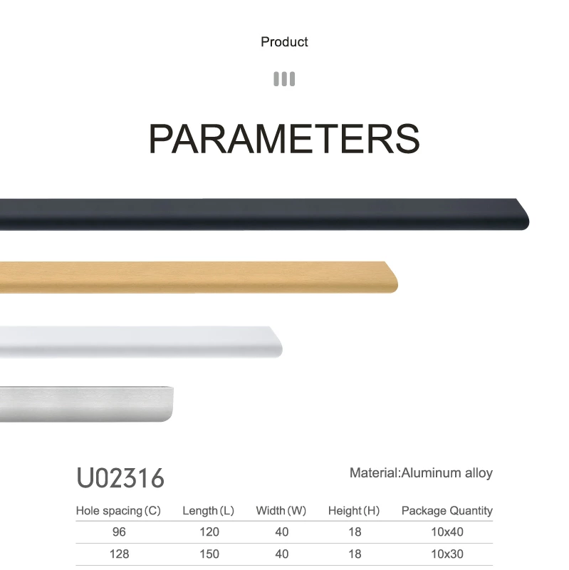 Modern Black Aluminum Furniture Pull Handles for Dresser Bedroom Office Kitchen Bathroom Hotel Living Room