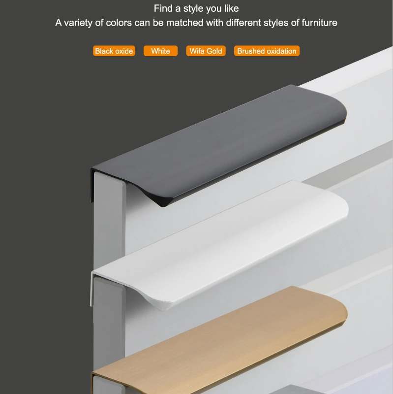 Modern Black Aluminum Furniture Pull Handles for Dresser Bedroom Office Kitchen Bathroom Hotel Living Room