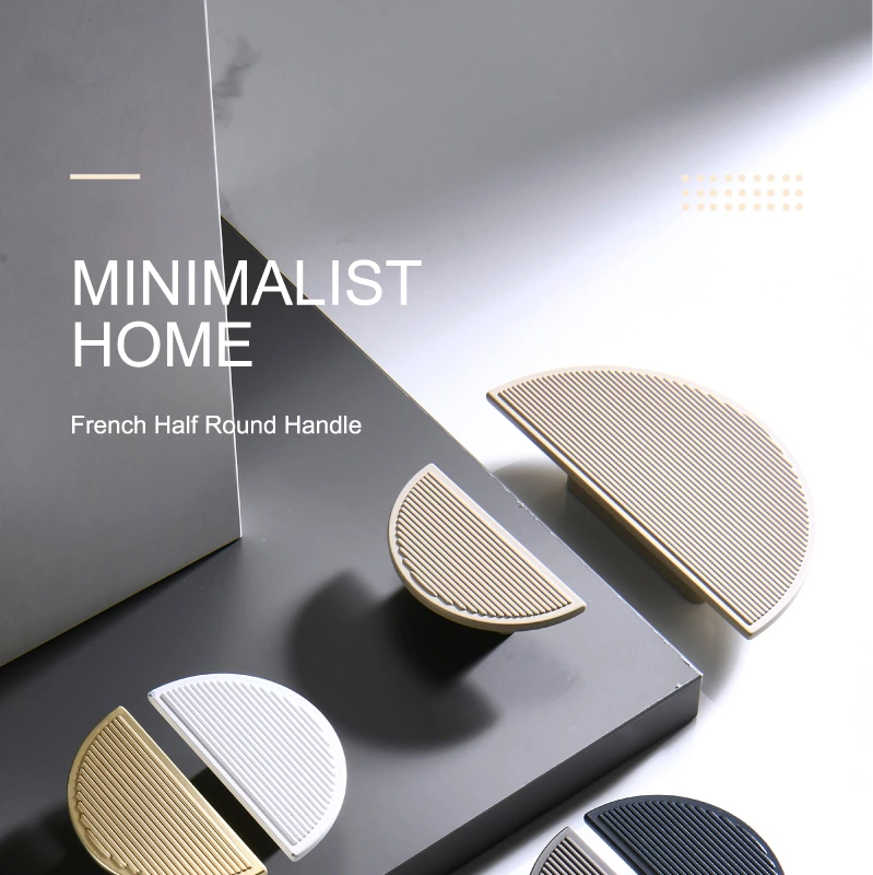 Custom 150mm Champagne Half Moon Cabinet Handles Golden Color Handle For Cabinet