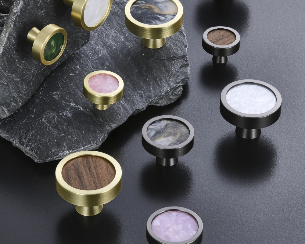 Multi-color Aluminum Alloy Cabinet Knobs With Decorative Inserts