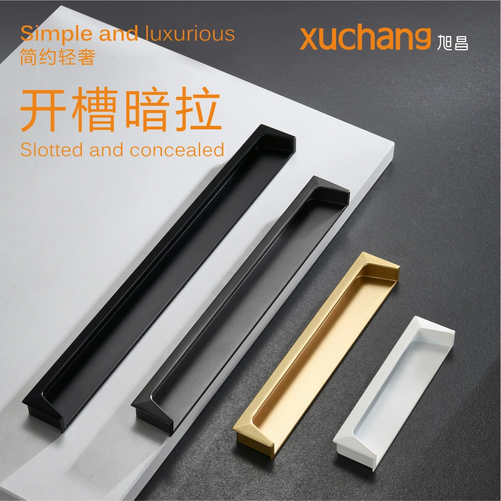 Customized Concealed Invisible Door Handles for Metal Decorative Furniture Zinc Cabinet Cupboard Drawer Kitchen Bedroom Dresser