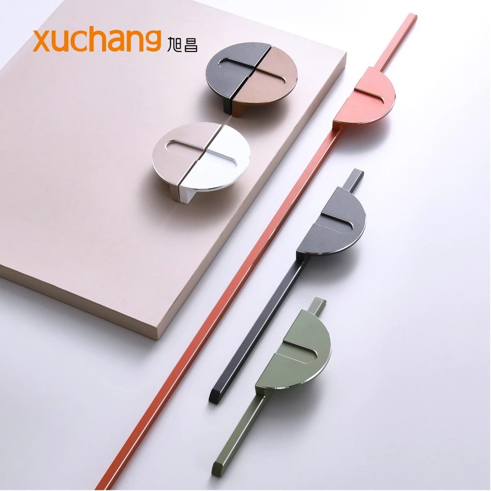 High Quality Half Aluminium Alloy Cabinet Handles Colorful Long Profile for Drawer Bedroom Living Room Aluminum Edge Pull