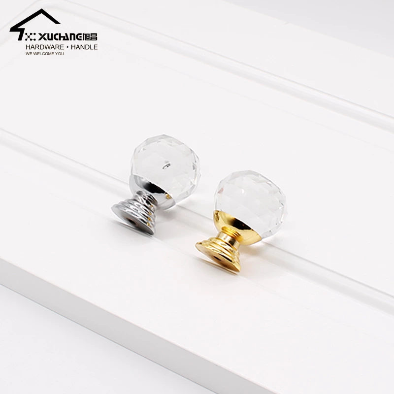 Hot Selling Precision-Cut Crystal Cabinet Knobs Handles Diamond-Covered Pull for Kitchen & Bedroom Drawers