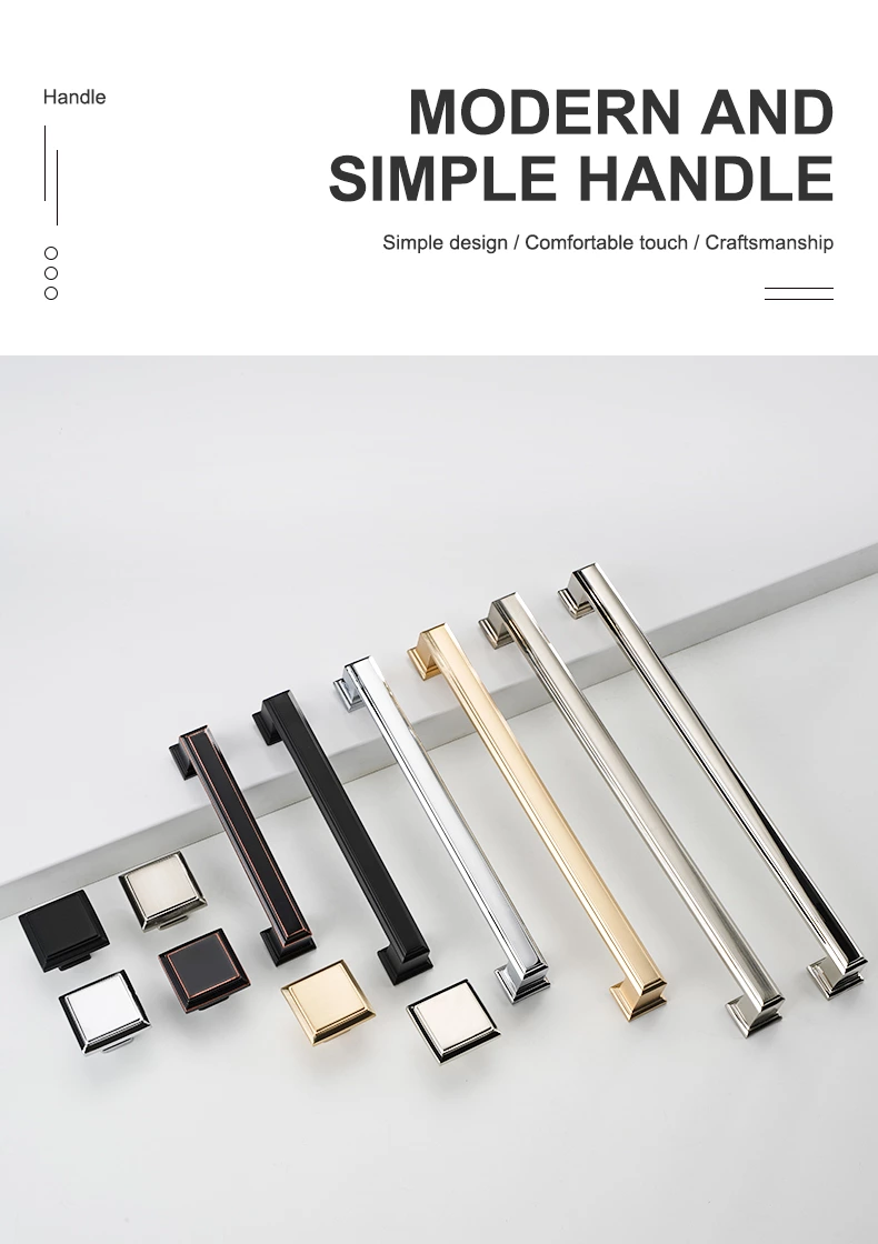 Luxury Zinc Alloy Cabinet Pull Hardware Minimalist Drawer Matte Black for Kitchen Bedroom Furniture Cupboard Handle