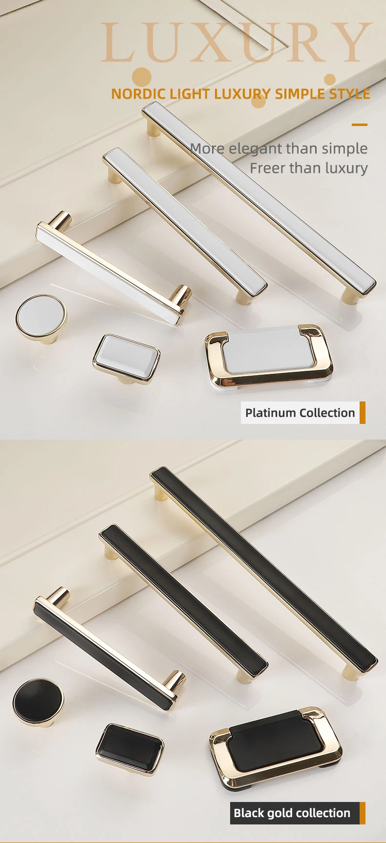 Custom Modern Luxury Invisible Zinc Furniture Cabinet Pull Handles for Bedroom Dressers Cupboard Handle