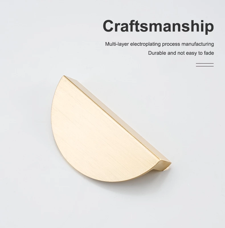 Simple Gold Nodic Style Half Moon Aluminum Drawer Pulls Curved Cabinet Handles for Kitchen Furniture & Bathroom New Design