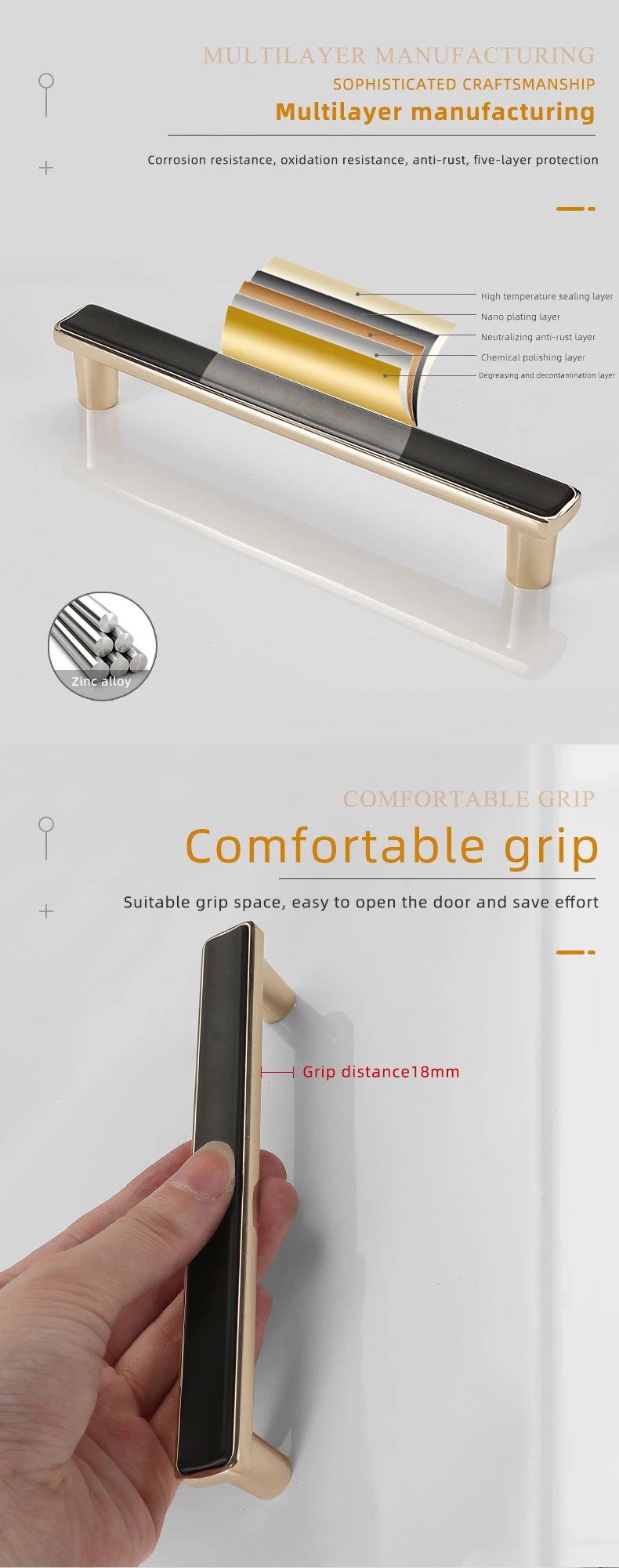 Custom Modern Luxury Invisible Zinc Furniture Cabinet Pull Handles for Bedroom Dressers Cupboard Handle