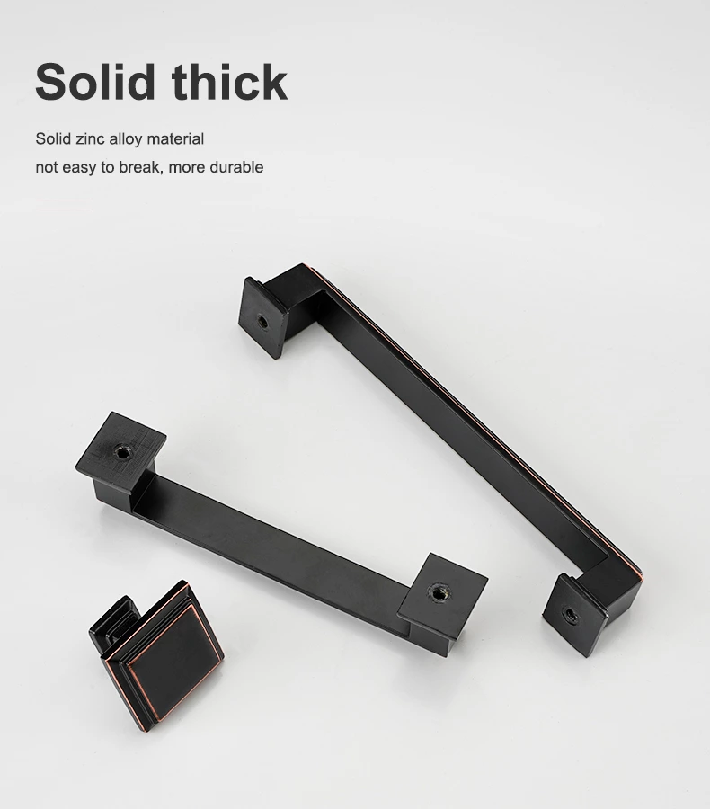 Luxury Zinc Alloy Cabinet Pull Hardware Minimalist Drawer Matte Black for Kitchen Bedroom Furniture Cupboard Handle
