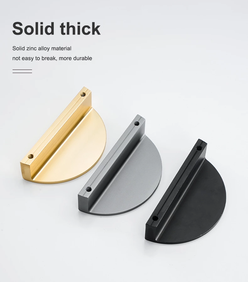 Simple Gold Nodic Style Half Moon Aluminum Drawer Pulls Curved Cabinet Handles for Kitchen Furniture & Bathroom New Design