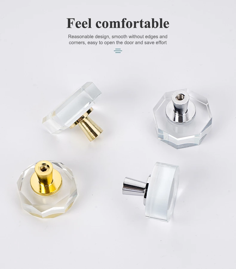 Flat High Quality Brass Crystal Knob Classic Hardware Cabinet Handles