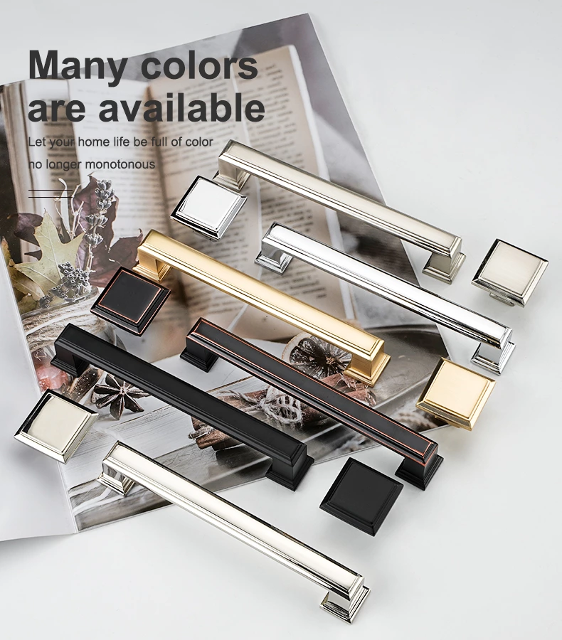 Luxury Zinc Alloy Cabinet Pull Hardware Minimalist Drawer Matte Black for Kitchen Bedroom Furniture Cupboard Handle