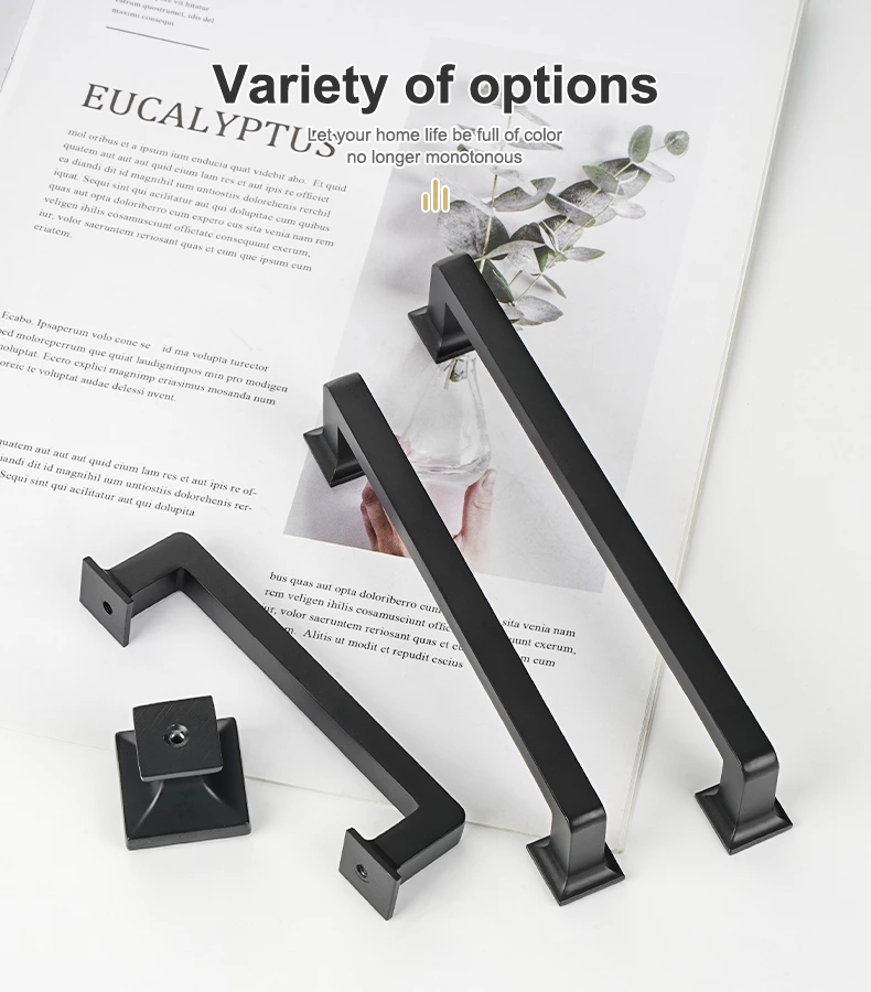 Zinc Alloy Drawer Handle Pulls for Cabinets Black Furniture Hardware for Dressers Bedrooms Warehouses Living Rooms-Xuchang