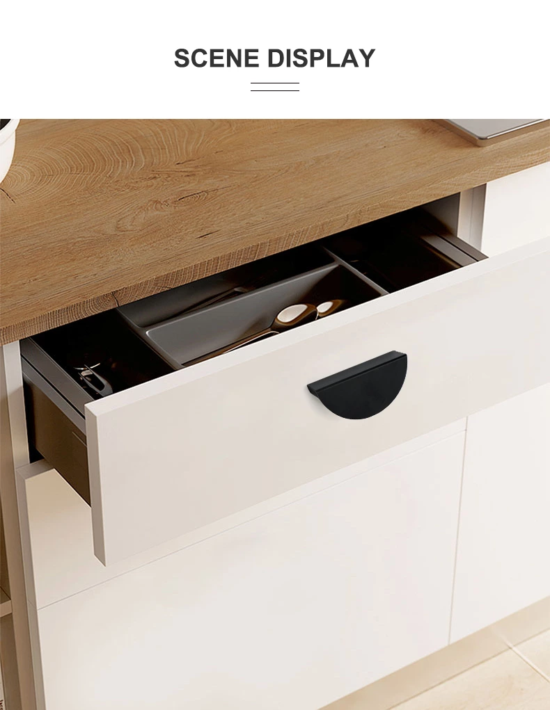 Simple Gold Nodic Style Half Moon Aluminum Drawer Pulls Curved Cabinet Handles for Kitchen Furniture & Bathroom New Design
