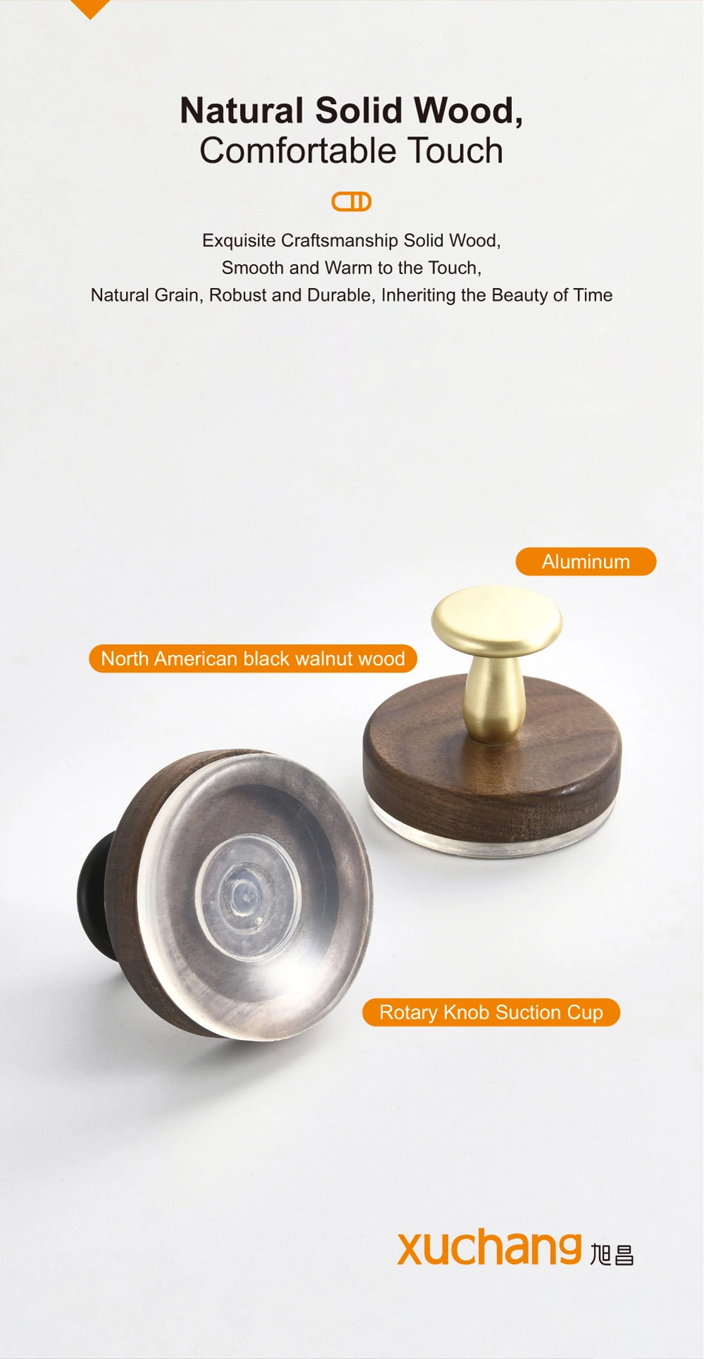 No Drill Walnut Suction Hooks - Adhesive Bathroom Kitchen Door Back Hangers for Hat Coat Organizer