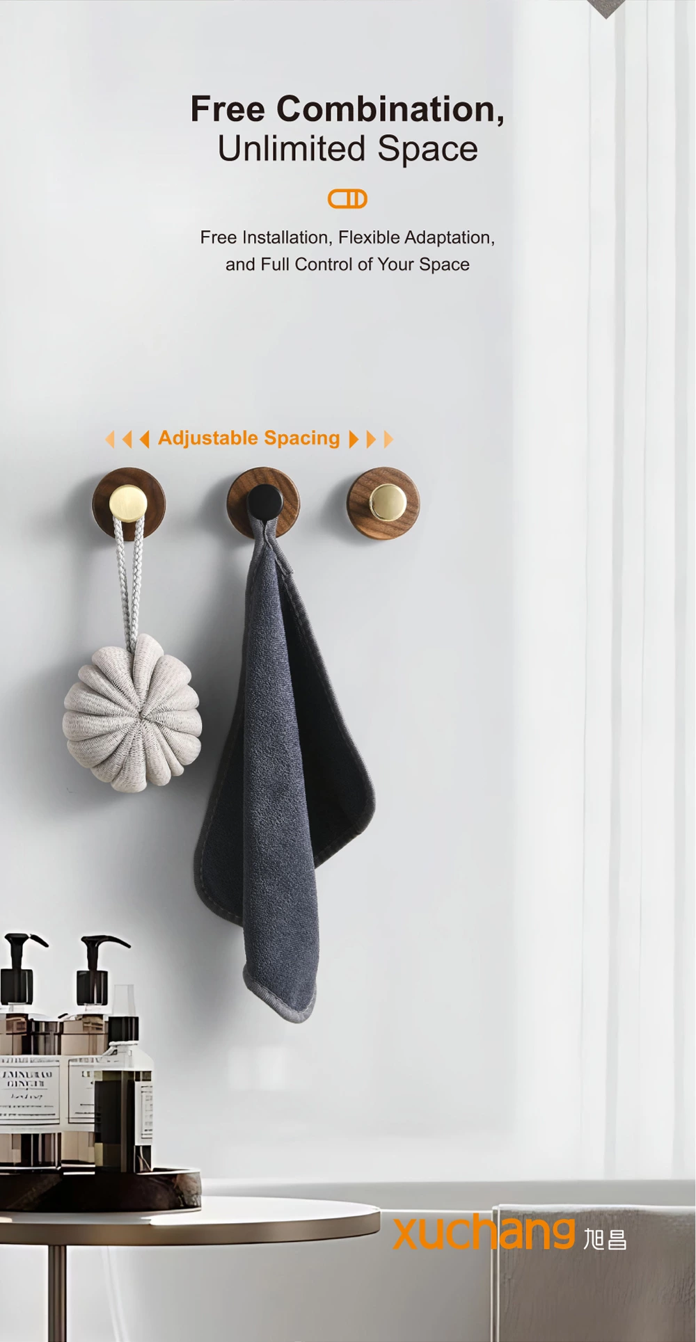 No Drill Walnut Suction Hooks - Adhesive Bathroom Kitchen Door Back Hangers for Hat Coat Organizer