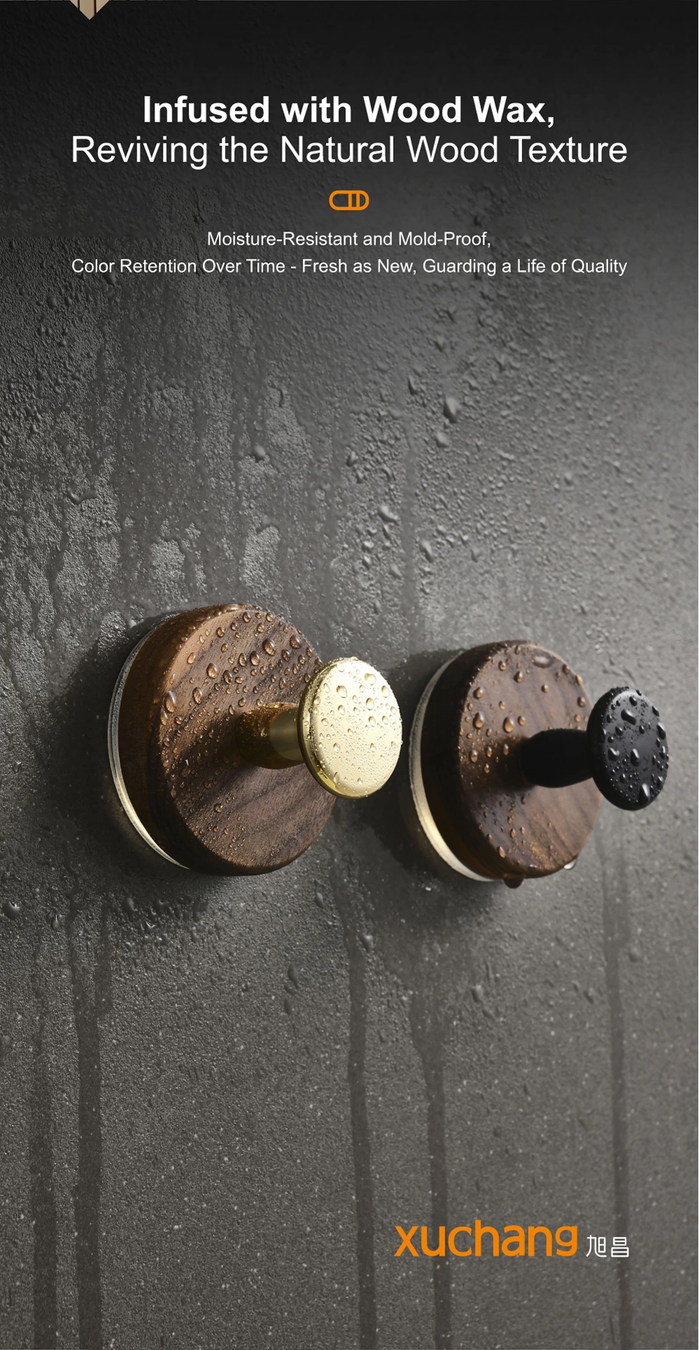 No Drill Walnut Suction Hooks - Adhesive Bathroom Kitchen Door Back Hangers for Hat Coat Organizer