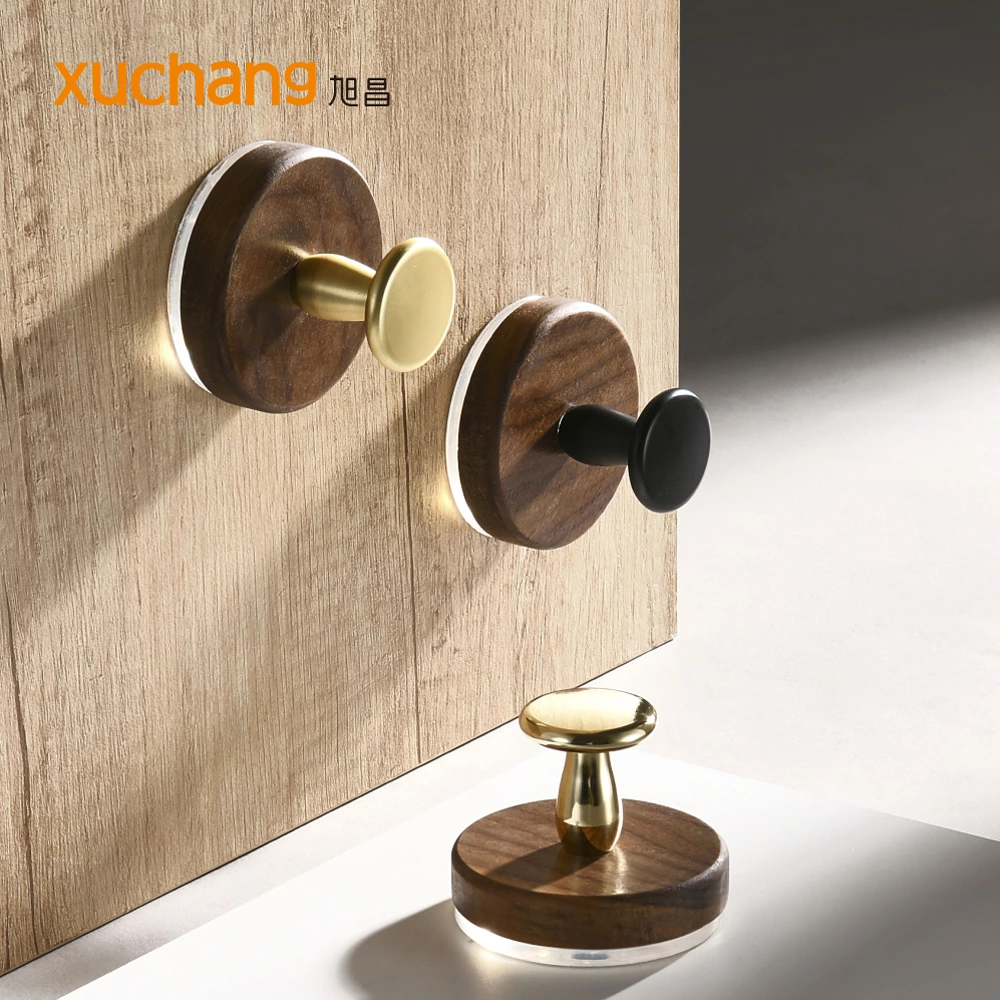 No Drill Walnut Suction Hooks - Adhesive Bathroom Kitchen Door Back Hangers for Hat Coat Organizer