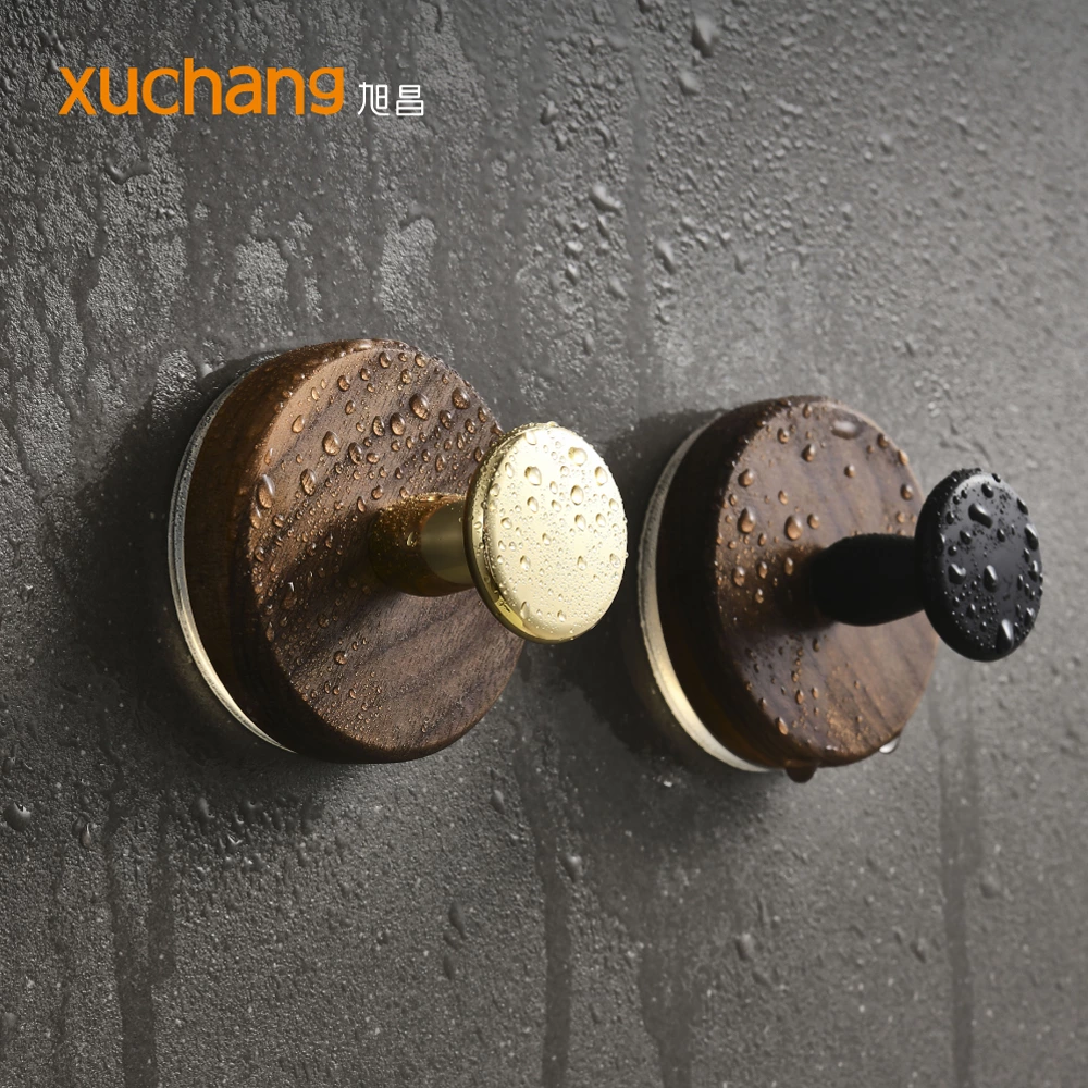 No Drill Walnut Suction Hooks - Adhesive Bathroom Kitchen Door Back Hangers for Hat Coat Organizer