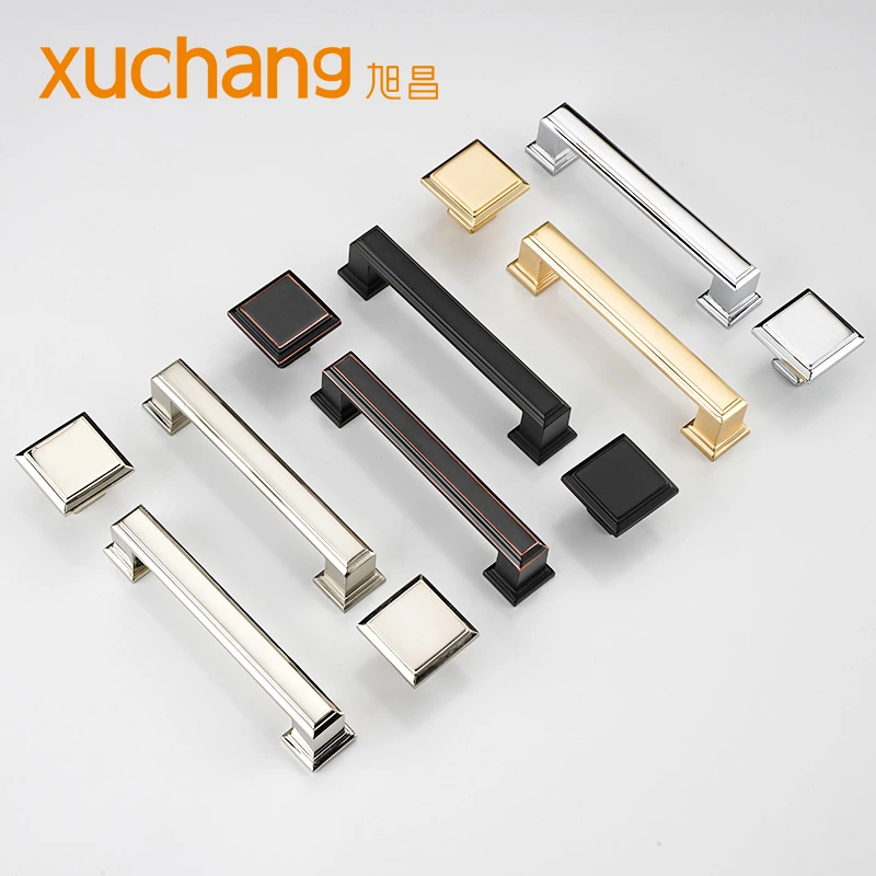 Luxury Zinc Alloy Cabinet Pull Hardware Minimalist Drawer Matte Black for Kitchen Bedroom Furniture Cupboard Handle