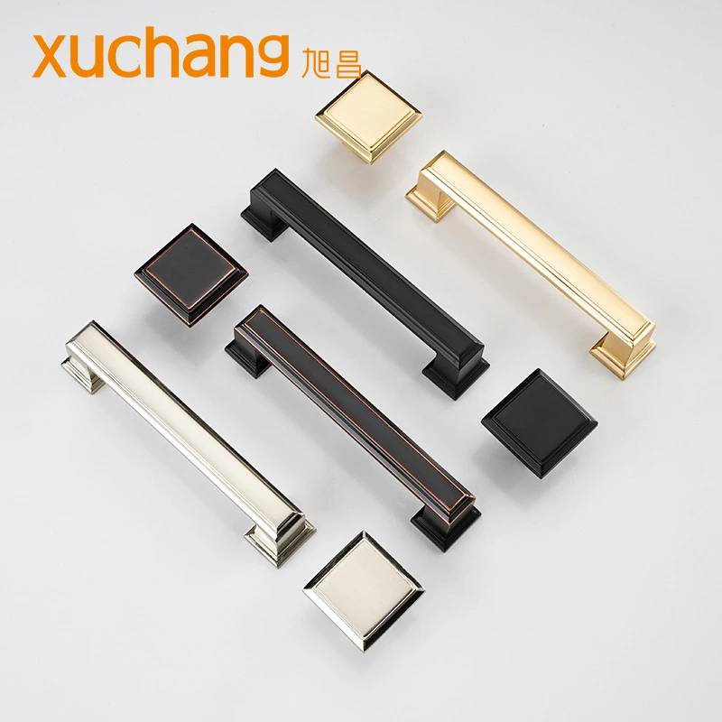 Luxury Zinc Alloy Cabinet Pull Hardware Minimalist  Drawer Matte Black for Kitchen Bedroom Furniture Cupboard Handle