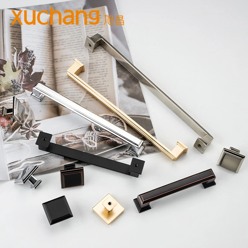 Luxury Zinc Alloy Cabinet Pull Hardware Minimalist  Drawer Matte Black for Kitchen Bedroom Furniture Cupboard Handle