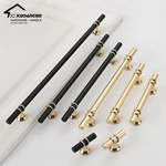 Modern European Style Long Black Gold Zinc T-Bar Furniture Cabinet Wardrobe Drawer Knobs and Handle for Dresser and Kitchen Use