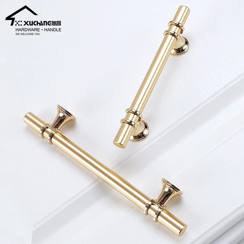 Modern European Style Long Black Gold Zinc T-Bar Furniture Cabinet Wardrobe Drawer Knobs and Handle for Dresser and Kitchen Use