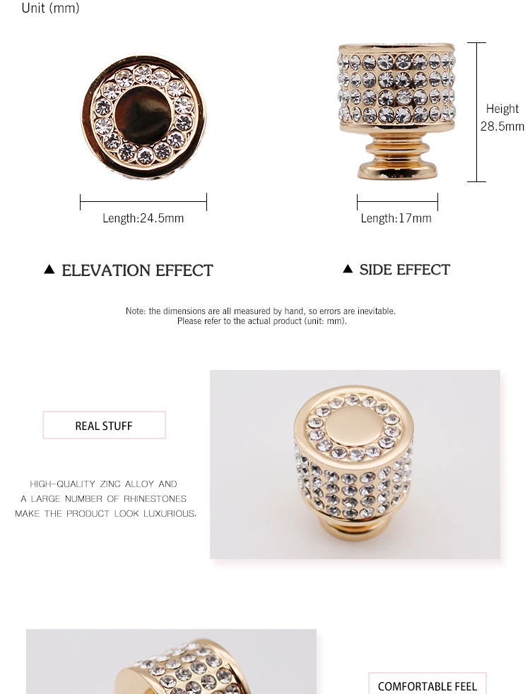 Modern Crystal Knobs Zinc Alloy Cabinet Handles Flat Drawer Pulls Classic Furniture Hardware for Dresser Wardrobe Kitchen
