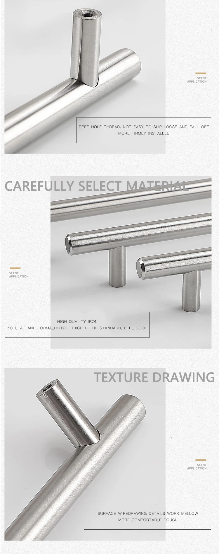 High Quality Stainless Steel Cabinet T Bar Kitchen Living Room Drawer Handles for Furniture Handle