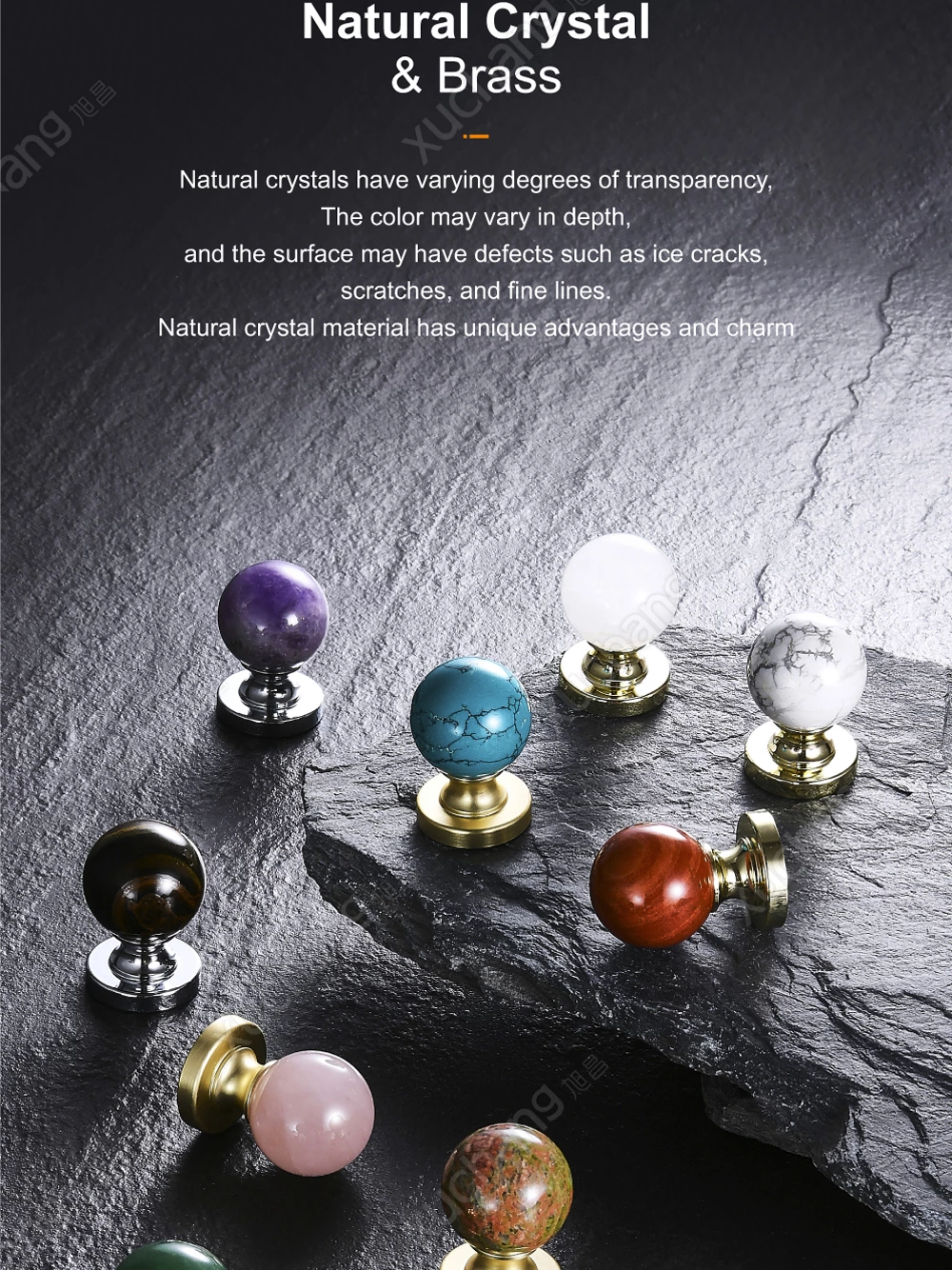 New Arrival Zinc Alloy and Original Stone Furniture Handles in Multiple Colors and Styles