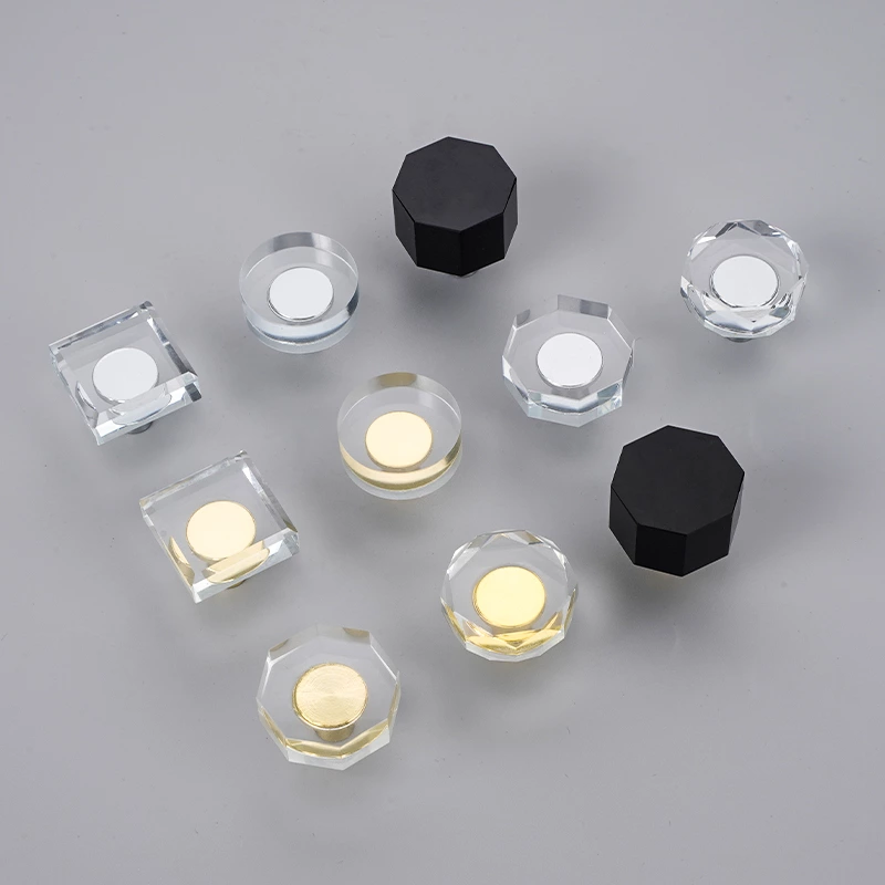 Flat High Quality Brass Crystal Knob Classic Hardware Cabinet Handles