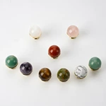 Modern 25mm Round Stone Ball Crystal Cabinet Drawer Hardware Knob Pulls New Natural for Kitchen Dresser Bedroom Bathroom