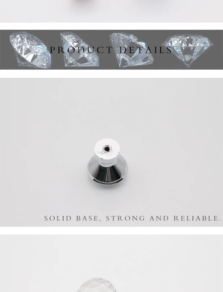 Hot Selling Precision-Cut Crystal Cabinet Knobs Handles Diamond-Covered Pull for Kitchen & Bedroom Drawers