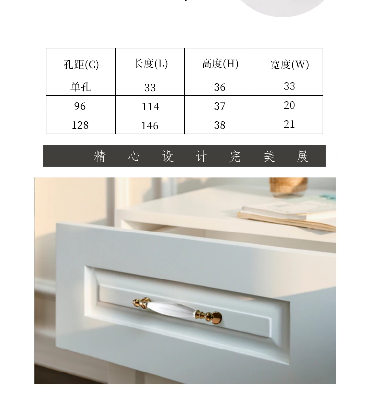 Classic Zinc Porcelain Ceramic 128mm Cabinet Handle for Kitchen Bedroom Bathroom Living Room Wardrobe & Dresser Door