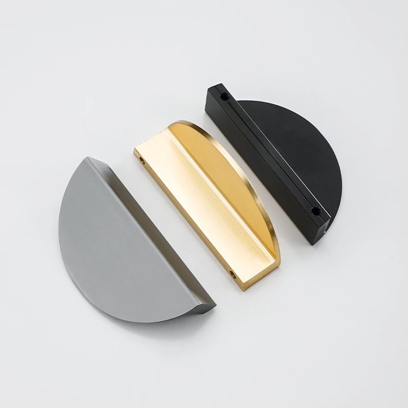 Simple Gold Nodic Style Half Moon Aluminum Drawer Pulls Curved Cabinet Handles for Kitchen Furniture & Bathroom New Design