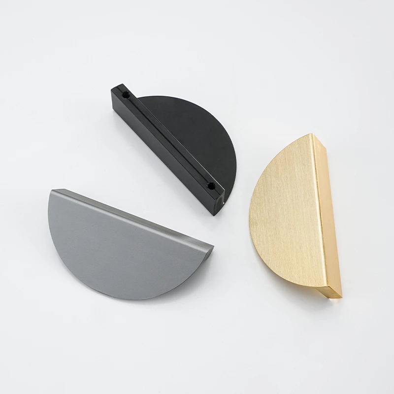 Simple Gold Nodic Style Half Moon Aluminum Drawer Pulls Curved Cabinet Handles for Kitchen Furniture & Bathroom New Design