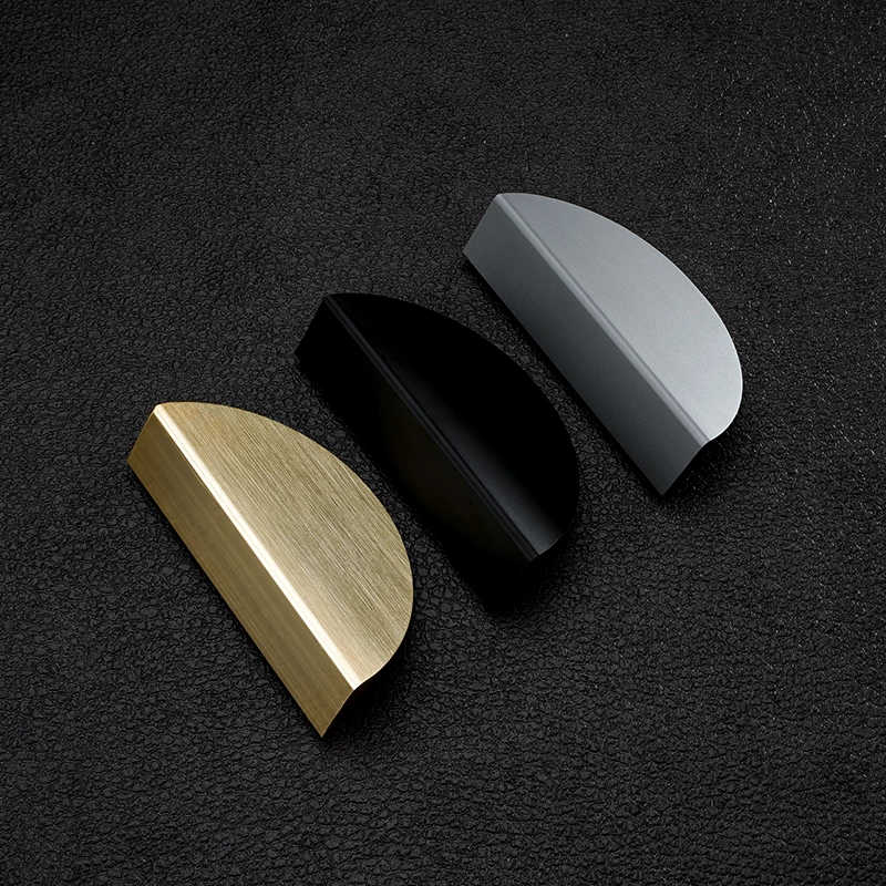 Simple Gold Nodic Style Half Moon Aluminum Drawer Pulls Curved Cabinet Handles for Kitchen Furniture & Bathroom New Design