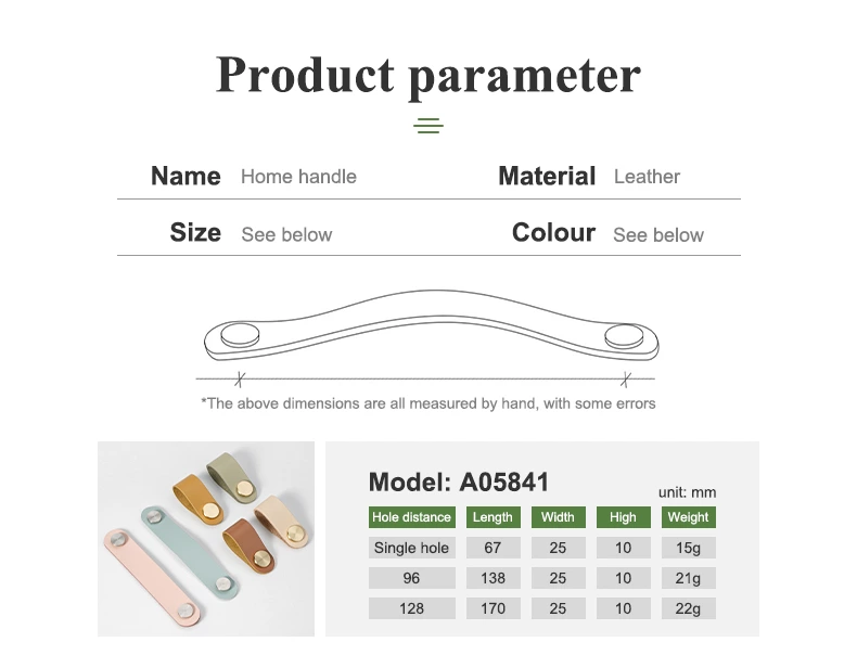 Xuchang Factory Leather Furniture Single Hole Pull Handles for Cabinets Cupboards Dresser Bedroom/Bathroom Drawer Pulls Kitchen