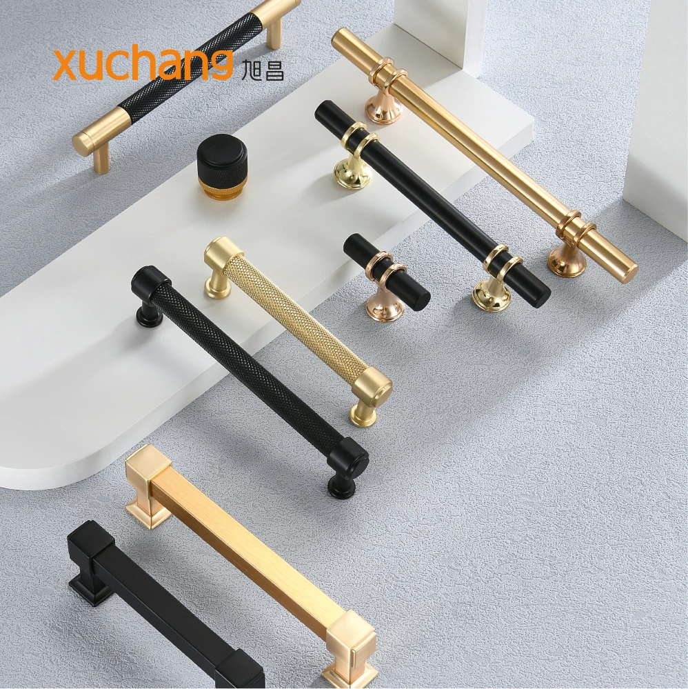 High Quality Gold & Black Aluminum Alloy Pull Handles for Furniture for Cabinets Dressers & Kitchen Use