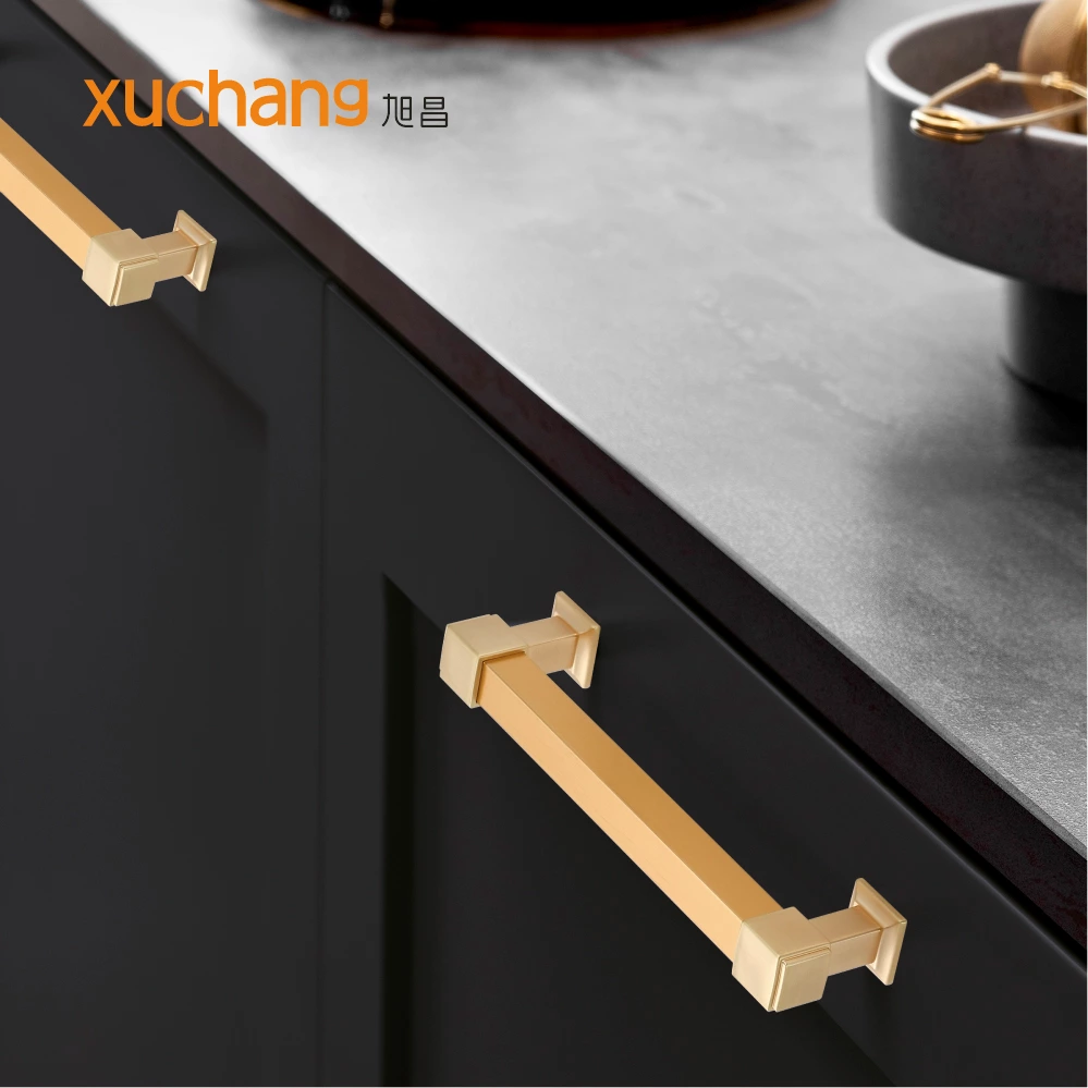 High Quality Gold & Black Aluminum Alloy Pull Handles for Furniture for Cabinets Dressers & Kitchen Use