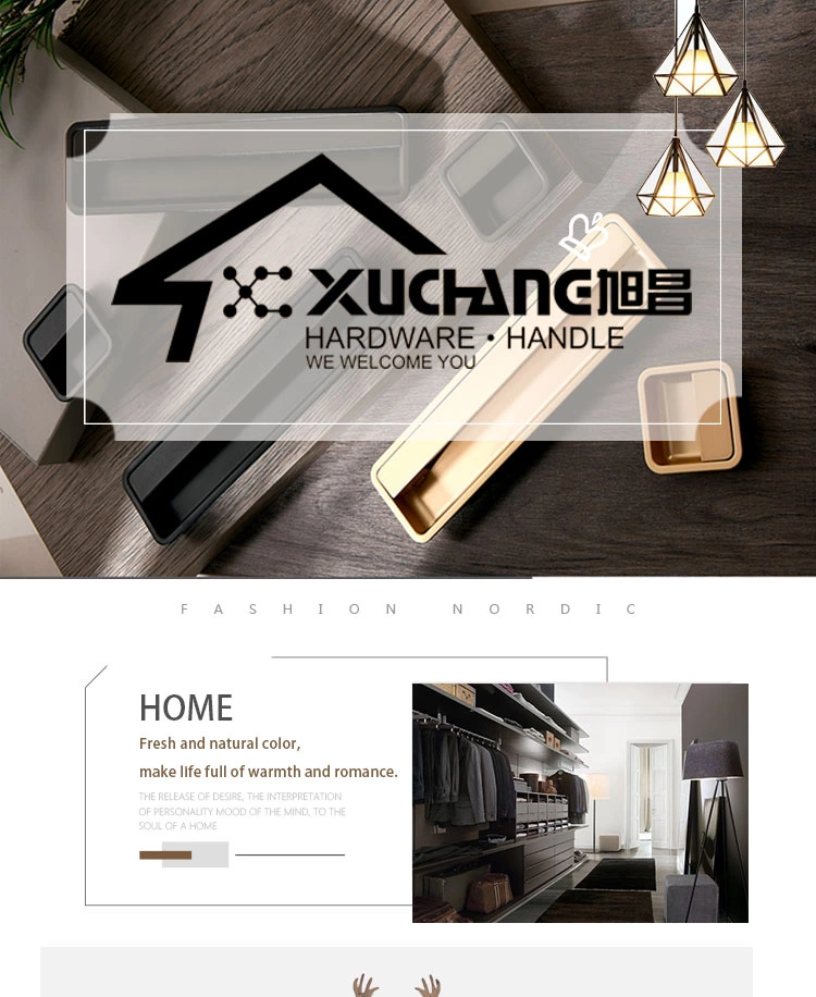 High Quality Factory Flush Pull MBK Zinc Modern Dresser Drawer Push-pull Cabinet Handle