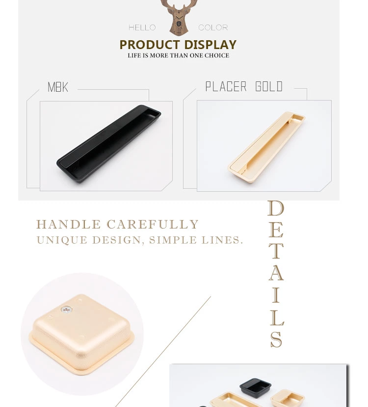 High Quality Factory Flush Pull MBK Zinc Modern Dresser Drawer Push-pull Cabinet Handle